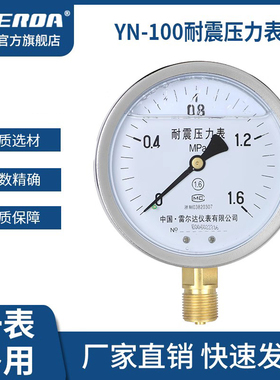 雷尔达 耐震防震抗震压力表YN100充油表 气压油压水压真空表 负压