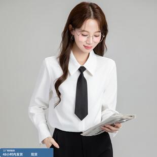 白色领带衬衫女春秋公务员教师教资职场答辩单位正装通勤面试套装