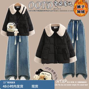 日系翻领短款棉服少女冬季2025新款小个子初高中学生保暖棉衣外套