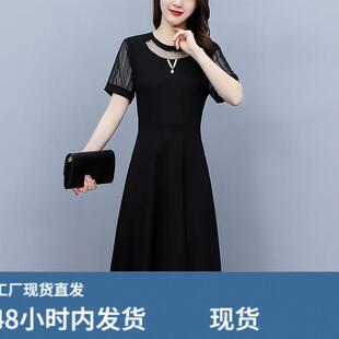 黑色蕾丝连衣裙女士2026新款夏季端庄大气妈妈夏装质感高级感裙子