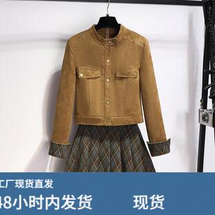秋季小香风套装女2025新款爆款秋冬矮个子穿搭一整套百褶裙两件套