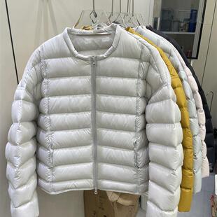 小个子泡芙外套 新款 90白鸭绒圆领排骨羽绒服女短款 轻薄2025年冬季