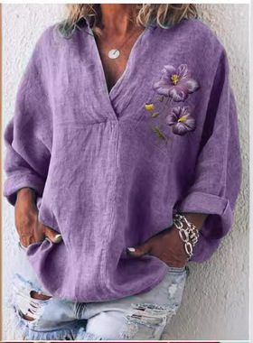Purple women's collar shirt 紫色女式领衬衫