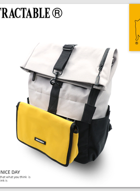 INTRACTABLE原创多功能搭载系列灰黑大容量旅行双肩背卷口组合包