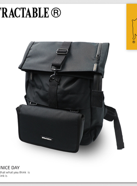 INTRACTABLE原创多功能搭载系列玄铁配色大容量双肩包旅行卷口包