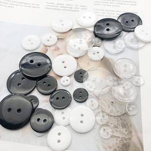 透明扣子 圆形隐形男女衬衣衬衫大衣儿童垫扣二 四眼面包白色钮扣