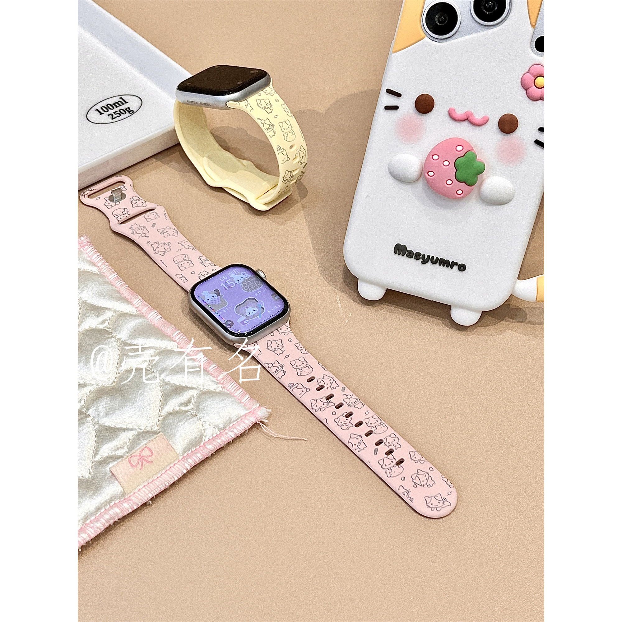 软萌棉花糖猫咪适用苹果iwatchS11硅胶表带applewatchs10卡通S9