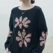 秋冬保暖羊毛线手工diy含教程 293烟花 花朵提花毛衣材料包