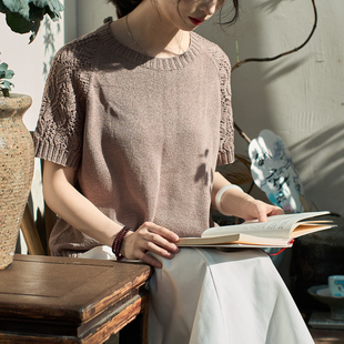 编织人生351静瑜插肩棒针短袖 云清丝光棉手工diy含教程 材料包