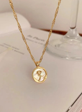 新款法式复古玫瑰花项链女夏季轻奢小众高级设计感锁骨链颈链