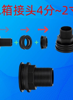 水箱接头水塔鱼缸水池水桶内外丝ABS接口4分6分PVC水管道塑料配件