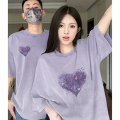 高级感纯棉短袖 迷雾爱心特别 男 套装 2025新款 情侣装 T恤夏季