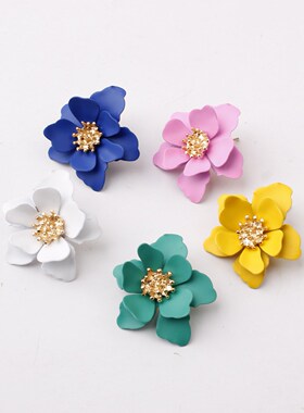 Exaggerated frosted flower earrings Stylish bohemian stud