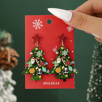 耳钉women New Earrings Christmas Tree Snowflake Set ear stud