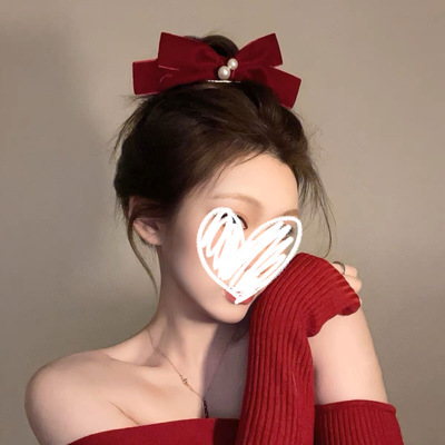 New Red Knot Velvet Hair Clip Accessories Women's Hairpin