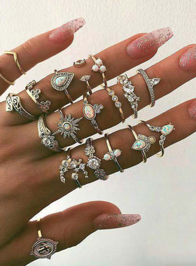 New diamond studded joint set retro ring set ring/rings 戒指