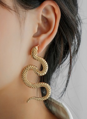 exaggeration Hip hop female snake shaped long earrings女耳环