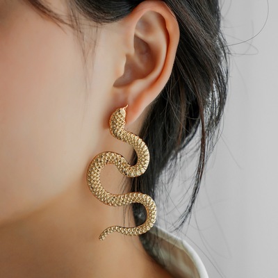 exaggeration Hip hop female snake shaped long earrings女耳环