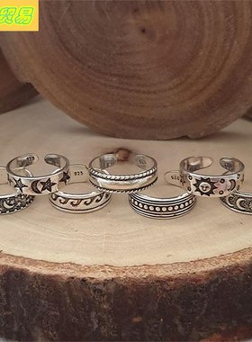 Beach alloy 7pcs open foot ring set Anklet joint rings foot