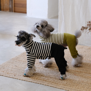 黑宝宝2024秋冬新款狗狗四脚裤条纹休闲泰迪冬装比熊衣服雪纳瑞