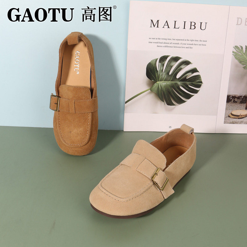 高图时尚单鞋女2024秋季新款磨砂皮简约时尚平底舒适鞋7434-60521,女鞋,勃肯鞋/软木鞋,淘宝优惠券,粉丝福利购,淘宝优惠卷