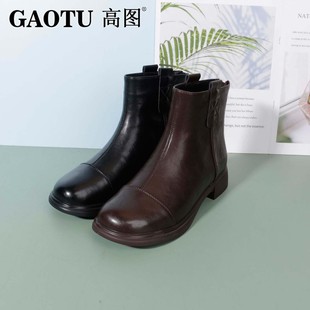 圆头平底简约英伦风马丁靴5542 新款 80853 短靴女2025冬季 高图时装