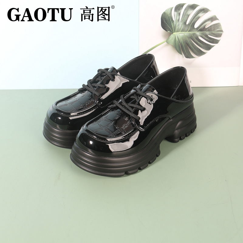 高图单鞋漆皮亮面厚底时尚百搭
