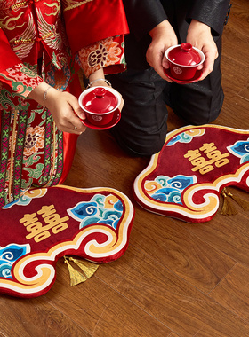 结婚敬茶跪垫一对婚礼新娘改口红色坐福垫敬茶喜垫子婚庆用品大全