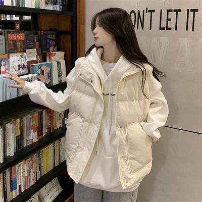 羽绒棉服背心马甲女大码冬季2025新款时尚马夹外穿秋冬女款白纯色
