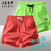 新款 速干三分裤 男运动短裤 JEEP吉普夏季 男潮外穿宽松休闲透气短裤