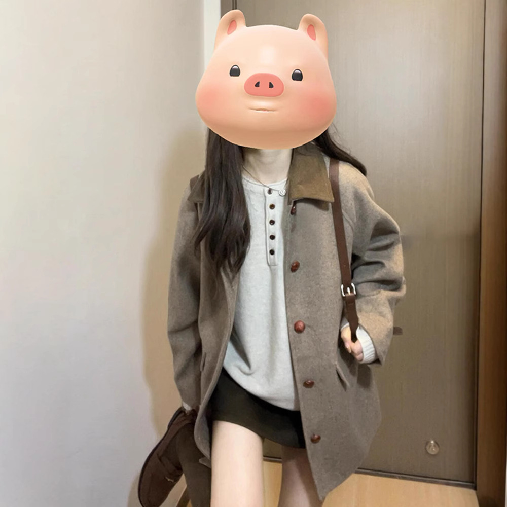 小个子韩系短款毛呢外套女秋冬季2025新款感翻领呢子大衣复古