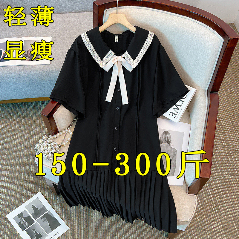 大码娃娃领连衣裙女显瘦减龄夏季