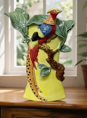 美陶《锦上添花》石湾公仔创意插花花瓶陶瓷新中式家居小摆件