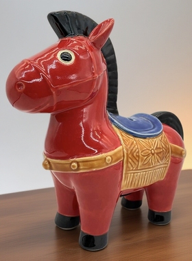 美陶 《招财马》石湾公仔 十二生肖创意储钱罐工艺品中式动物摆件