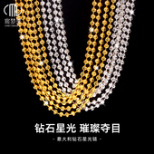 925纯银项链意大利钻石链镀18k金爆闪链子可调节素链玉坠配链银链