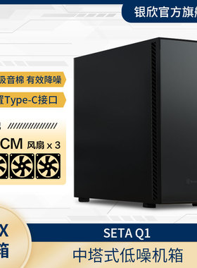 银欣 SETA Q1星斗ATX机箱/TYPE-C/低噪防尘/长显卡/360水冷/黑色