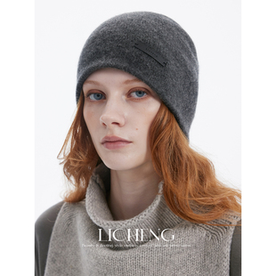 礼诚 康赛妮100%山羊绒帽子男女同款针织冷帽冬季加厚护耳包头帽