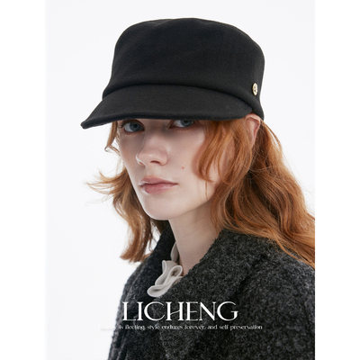 羊毛呢平顶骑士帽黑色马术帽