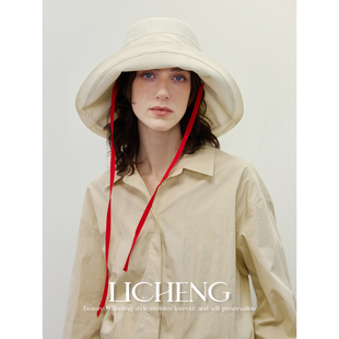 礼诚 自然呼吸感棉麻渔夫帽子女轻盈日系可折叠大帽檐显脸小盆帽