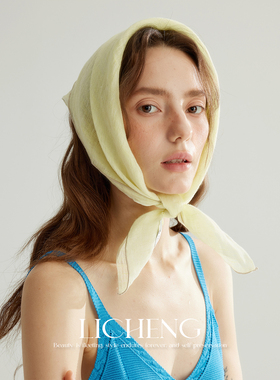 礼诚 显白嫩鹅黄100%亚麻丝巾女春夏纯色轻薄围巾百搭头巾送礼物