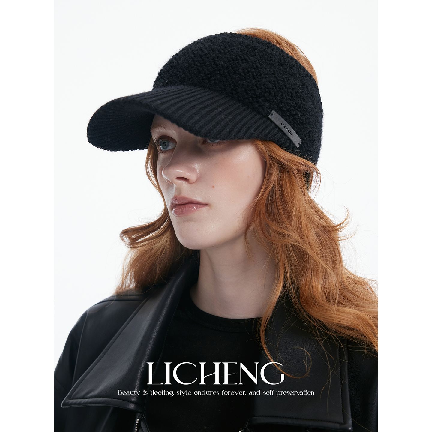 高级感100%羊毛针织鸭舌帽棒球帽