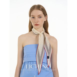 礼诚 100%桑蚕丝双绉菱形巾春夏装饰头巾薄款气质百搭真丝丝巾女