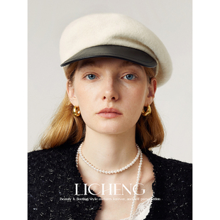 礼诚 财阀千金 羊毛呢帽子女2025新款洋气贝雷帽复古气质报童帽