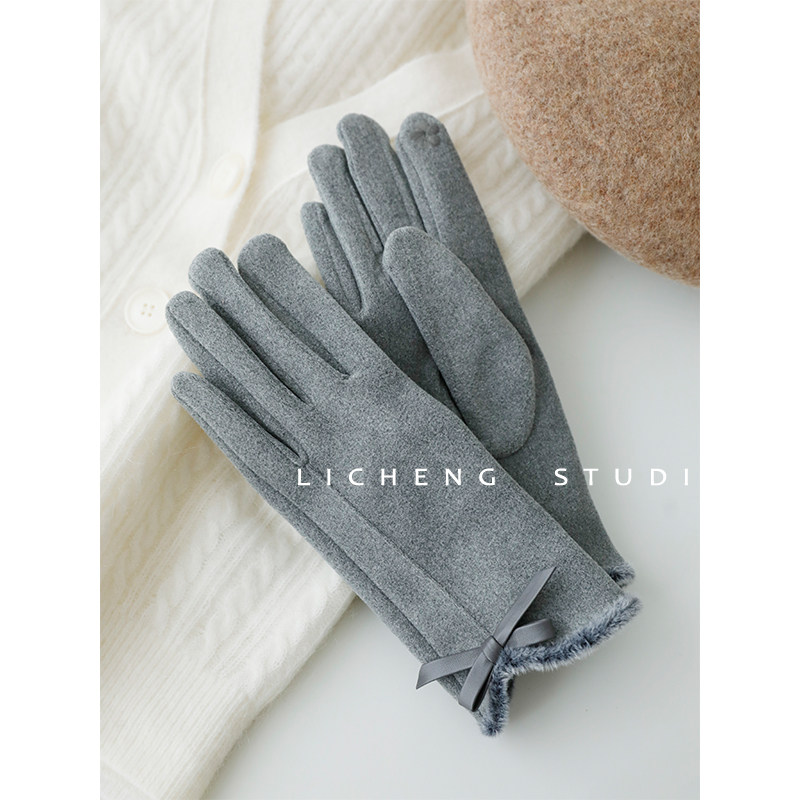 温柔优雅风秋冬触屏开车骑行手套