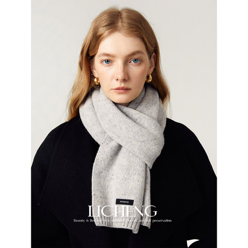 软糯澳洲羊毛100%woo针织围巾女