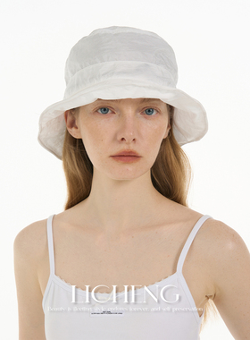 礼诚 羽毛刺绣肌理空气感可折叠透气渔夫帽夏防紫外线速干遮阳帽