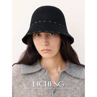 礼诚 游牧民族感100%纯羊毛渔夫帽秋冬保暖盆帽可折叠羊毛呢礼帽