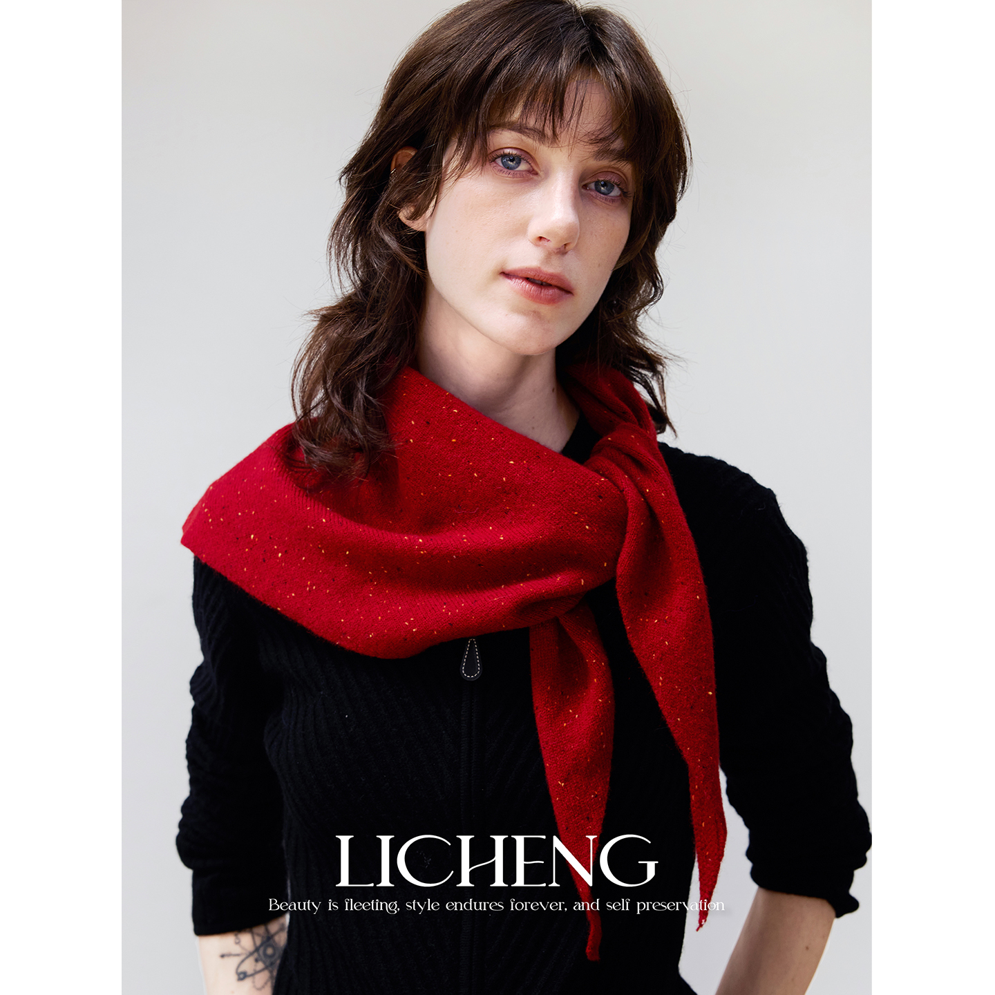 礼诚冬日秘境100%纯羊毛三角巾