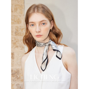 礼诚 腰果花桑蚕丝丝巾女气质高级系脖领巾新款百搭夏季薄款围巾