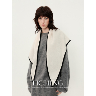 礼诚 100%羊毛披肩女秋冬针织围巾女多功能护颈三角围脖打结坎肩
